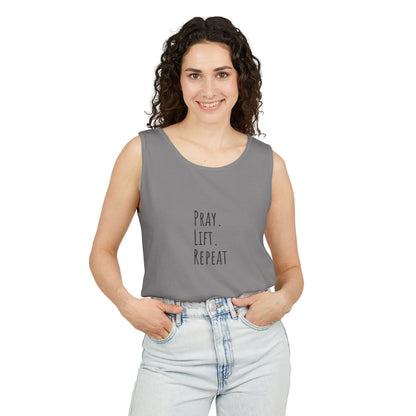 Pray Lift Repeat Unisex Garment-Dyed Tank Top – Motivational Workout Apparel