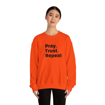 Inspirational Crewneck Sweatshirt - Pray, Trust, Repeat