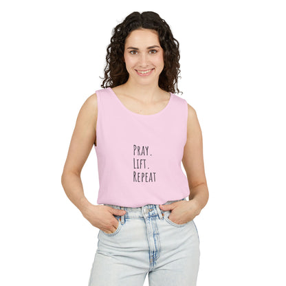 Pray Lift Repeat Unisex Garment-Dyed Tank Top – Motivational Workout Apparel