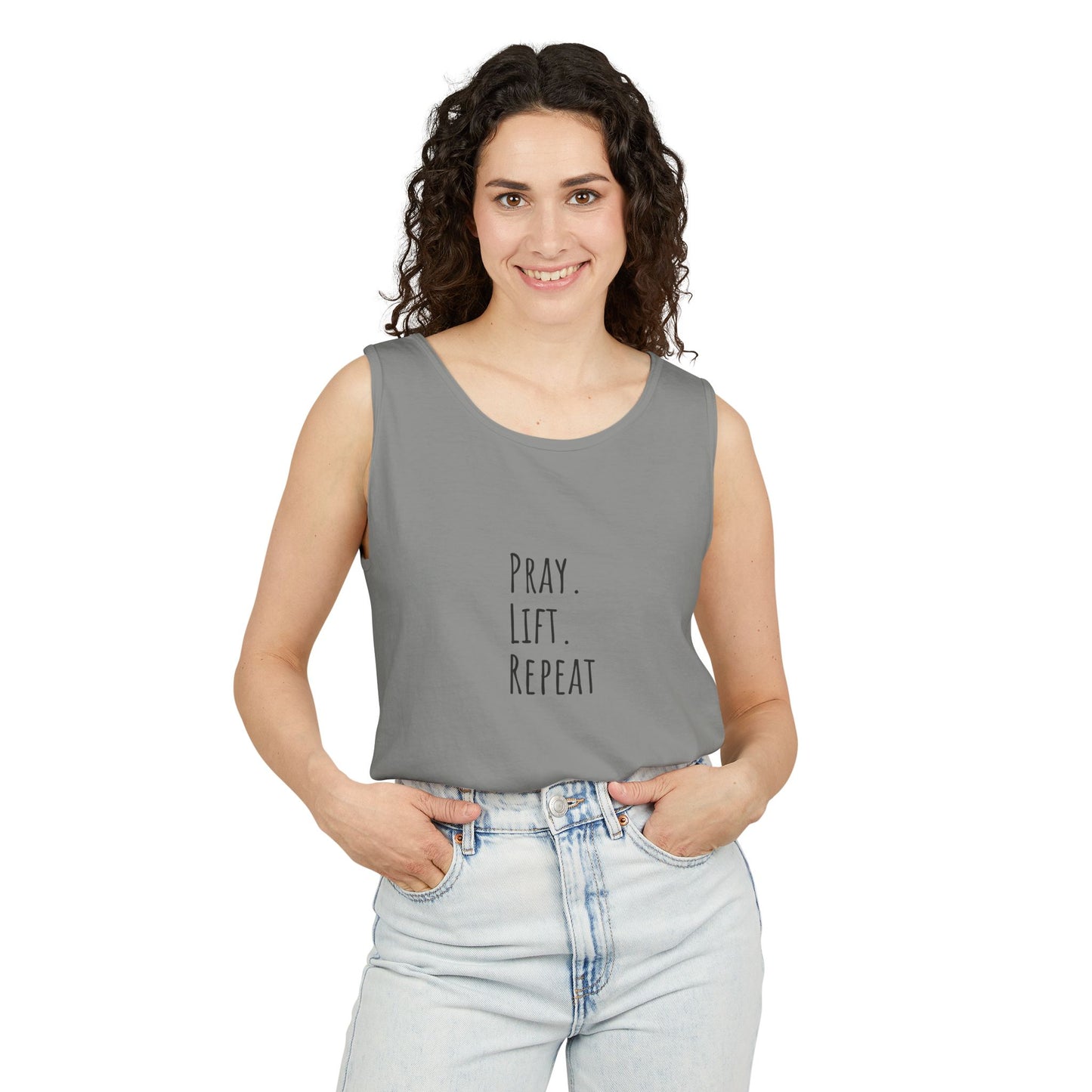 Pray Lift Repeat Unisex Garment-Dyed Tank Top – Motivational Workout Apparel