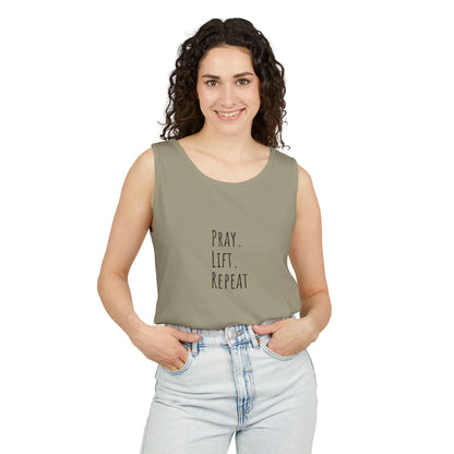 Pray Lift Repeat Unisex Garment-Dyed Tank Top – Motivational Workout Apparel