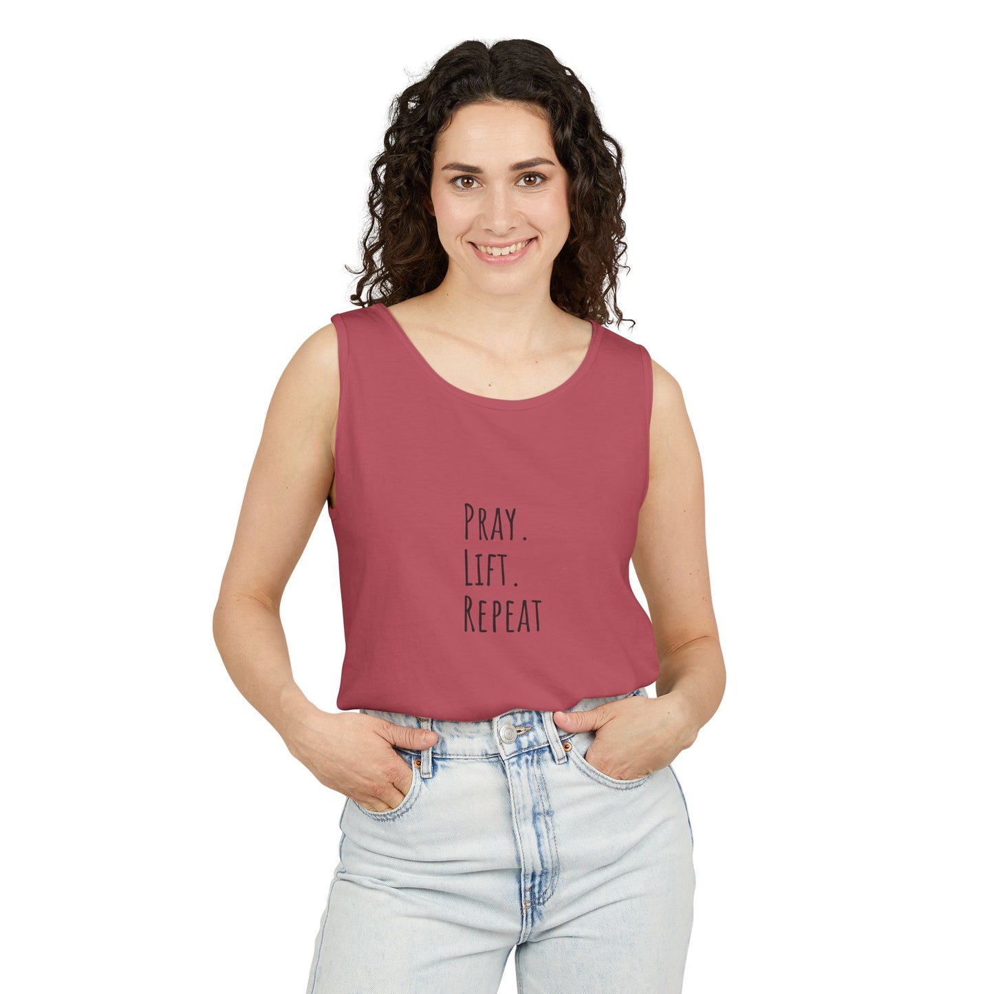 Pray Lift Repeat Unisex Garment-Dyed Tank Top – Motivational Workout Apparel