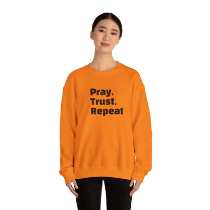 Inspirational Crewneck Sweatshirt - Pray, Trust, Repeat