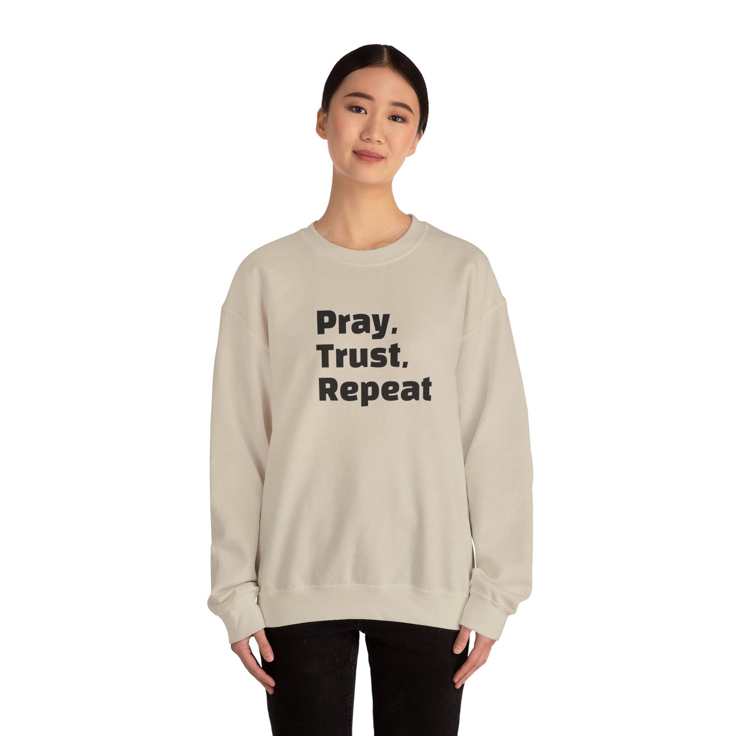 Inspirational Crewneck Sweatshirt - Pray, Trust, Repeat