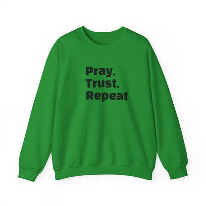 Inspirational Crewneck Sweatshirt - Pray, Trust, Repeat