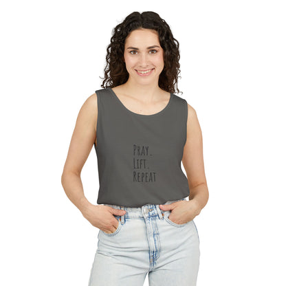 Pray Lift Repeat Unisex Garment-Dyed Tank Top – Motivational Workout Apparel