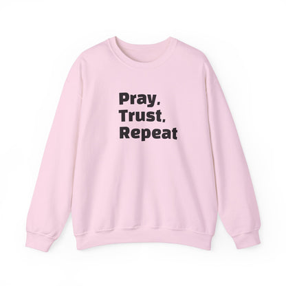 Inspirational Crewneck Sweatshirt - Pray, Trust, Repeat