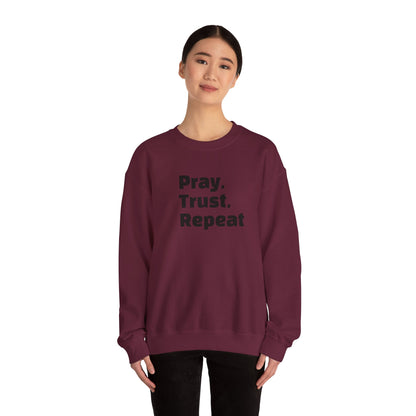 Inspirational Crewneck Sweatshirt - Pray, Trust, Repeat