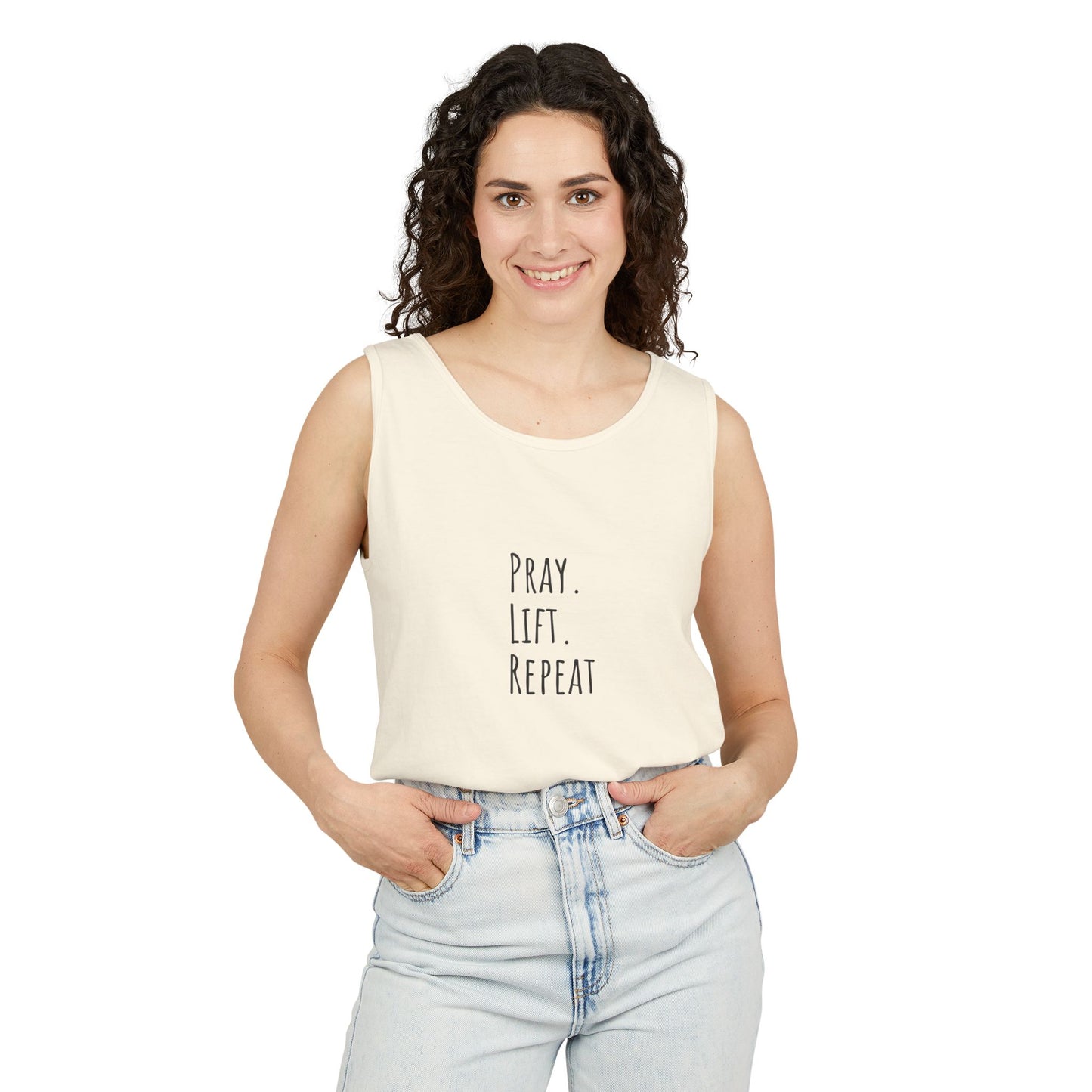 Pray Lift Repeat Unisex Garment-Dyed Tank Top – Motivational Workout Apparel