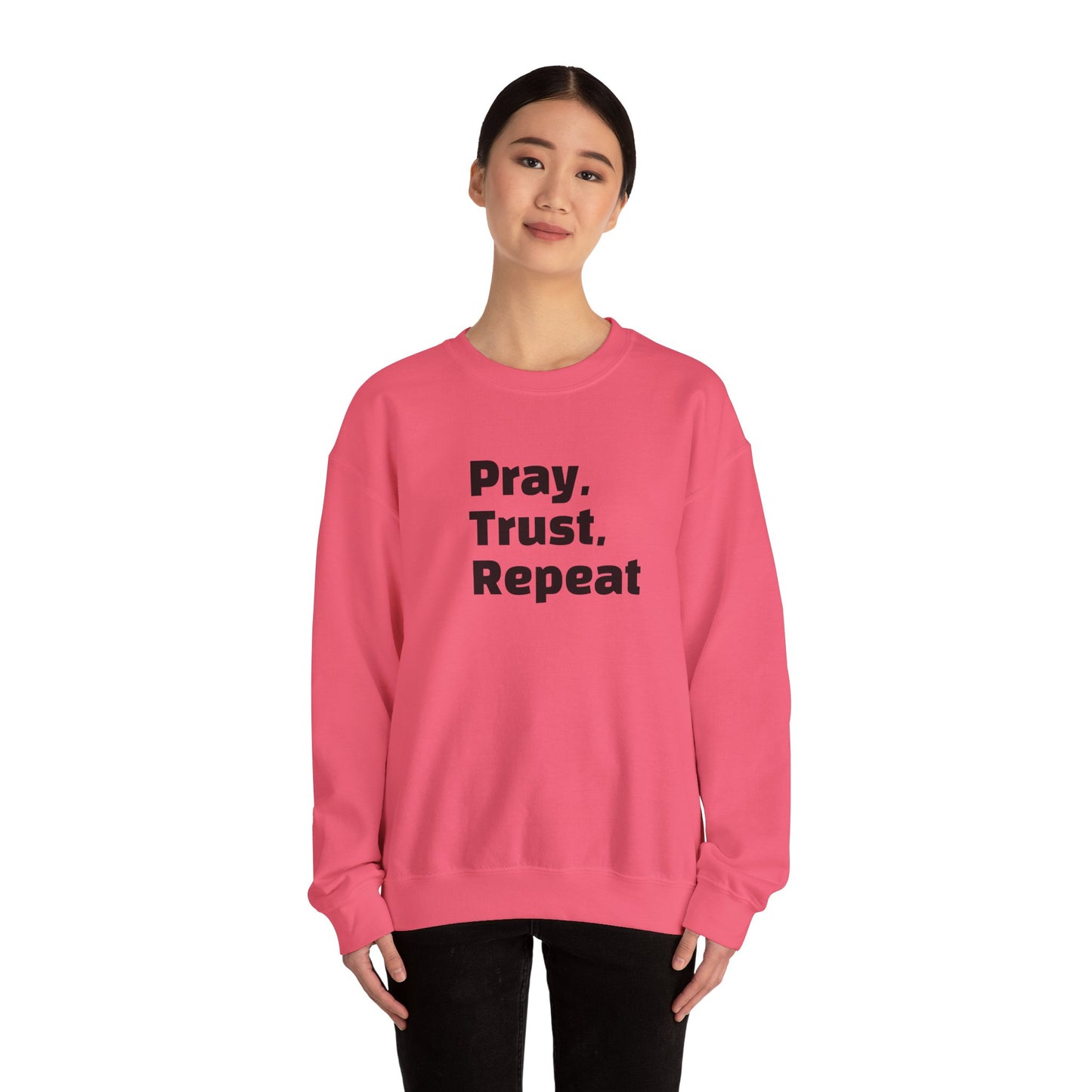 Inspirational Crewneck Sweatshirt - Pray, Trust, Repeat