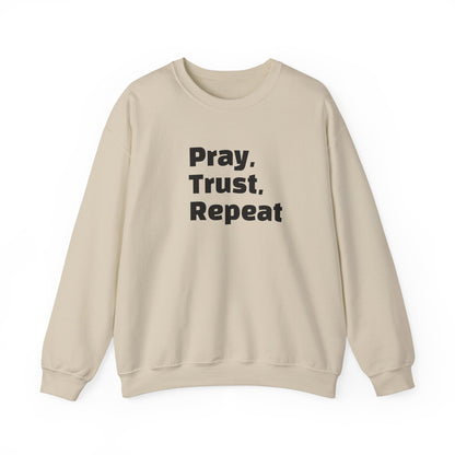 Inspirational Crewneck Sweatshirt - Pray, Trust, Repeat