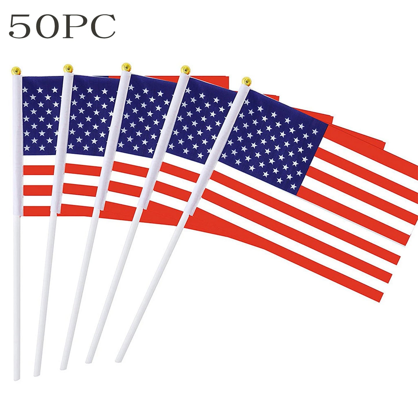 USA Stick Flag Set –14x21cm Mini Handheld Ensign with 30cm Pole