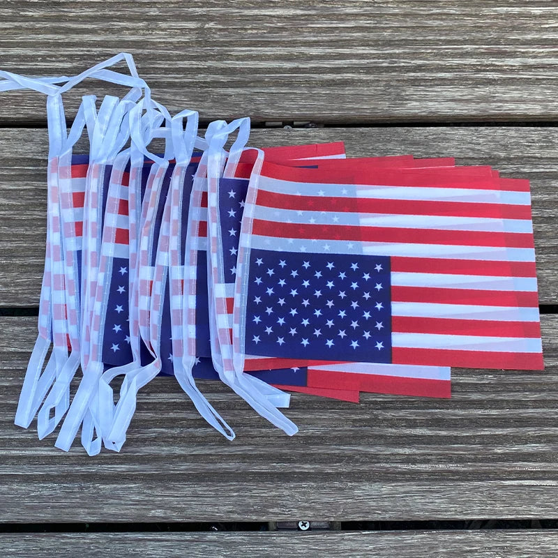 20 Pcs American String USA Bunting Banner – Small US Flags Decoration Set