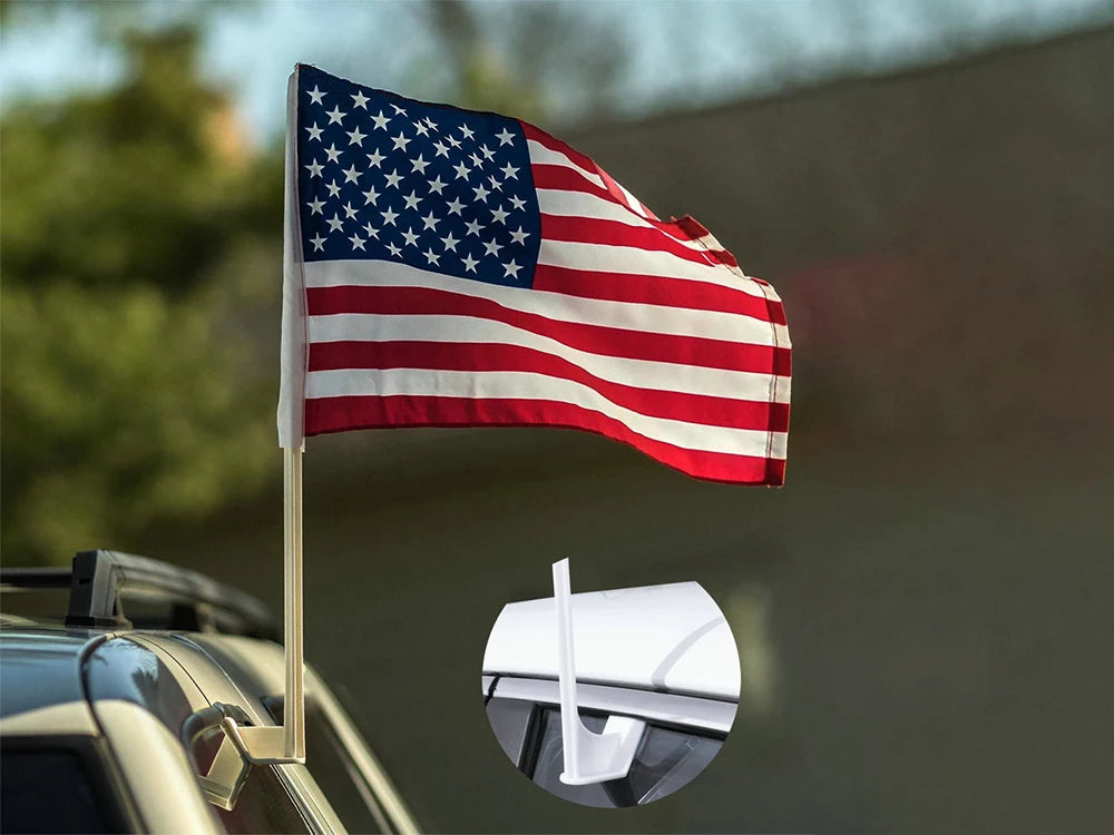 American Car Flag with Plastic Flagpole