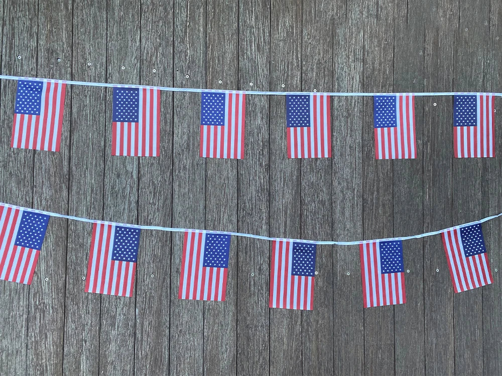 20 Pcs American String USA Bunting Banner – Small US Flags Decoration Set