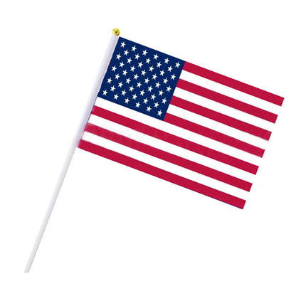 USA Stick Flag Set –14x21cm Mini Handheld Ensign with 30cm Pole