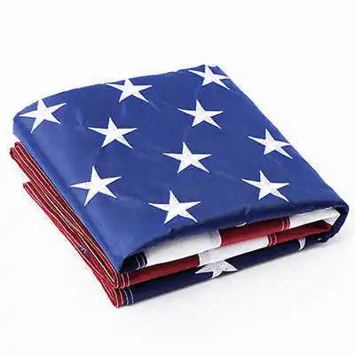 National Embroidered USA Flag – 4x6 Ft Stitched American Banner, Durable Waterproof Nylon with Brass Grommets