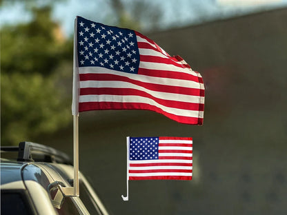 American Car Flag with Plastic Flagpole