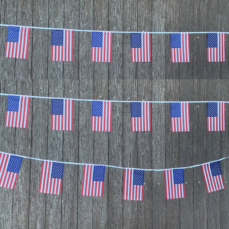 20 Pcs American String USA Bunting Banner – Small US Flags Decoration Set